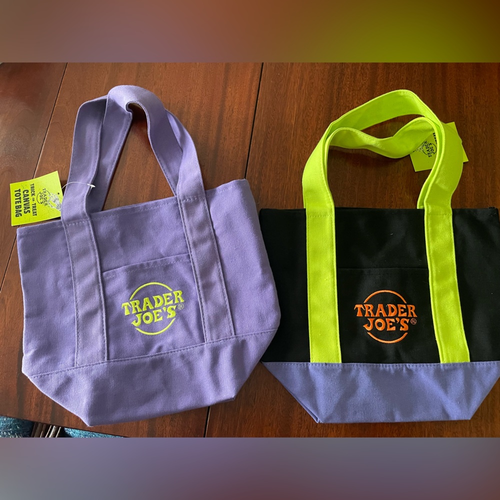 Trader Joe's Purple and Black Mini/Lunch Tote Bags